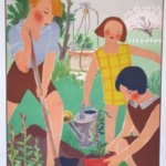 L' Art L'Ecole Gardening Art Deco Original Vintage Poster