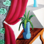 Still Life with Magenta Curtain David Hockney 1988 Original Vintage Poster