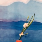 David Hockney Mount Fuji with Flowers Original Vintage Poster