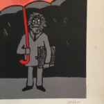 Savignac Man with Umbrella Original Vintage Poster