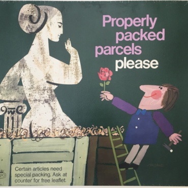 Properly Packed Parcels Please - GPO Statue Original Vintage Poster