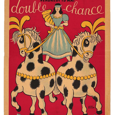 Loterie Nationale Double Chance Original Vintage Poster