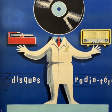 Risques radio tele original vintage poster