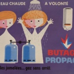 Butagaz Propagaz Bouteille jumelle Original Vintage Poster