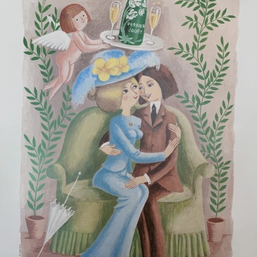 Perrier-Jouet Champagne Peynet Original Vintage Poster