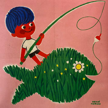 Jeunesse au plein Fishing Original Vintage Poster